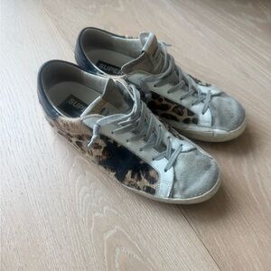 Golden Goose Super-Star Sneakers with Leopard Print and Black Star